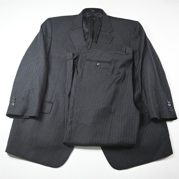Joseph Abboud 50R‎ 42x30 Gray Striped 100% Wool USA Made Mens Jacket Pants Suit